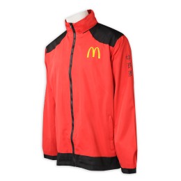J907  Color contrast shoulder jacket customized color contrast zipper flat machine sleeve edge printing fast food restaurant uniform jacket manufacturer waterproof red J907  Color contrast shoulder jacket customized color contrast zipper flat machine sleeve edge printing fast food restaurant uniform jacket manufacturer waterproof red